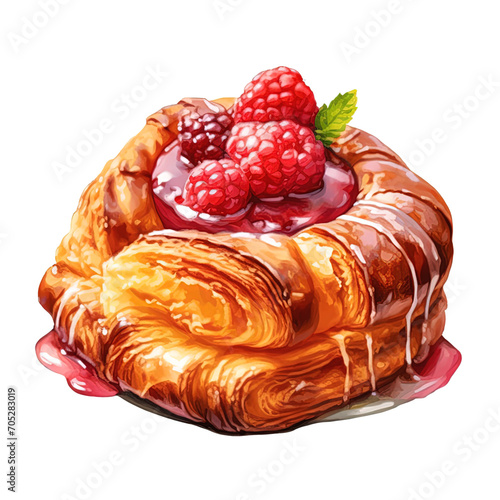 Homemade cupcake with cream and berries on a white background. Delicious vintage