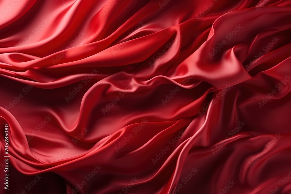 Obraz premium Red silk fabric with gentle waves