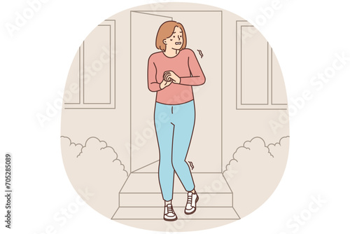 Anxious woman suffer from social phobia