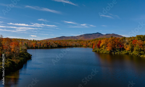 Aerial View Of The Changing Of The Leaves In The North Carolina Mountains