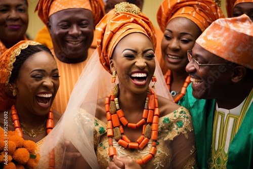 traditional Nigerian wedding dressed in typical local costumes