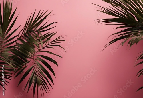 Blurred shadow from palm leaves on the pink wall Minimal abstract background for product presentation
