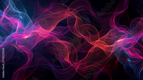 Dark Abstract Background With Neon Lines Forming Int Image Technology Wallpaper