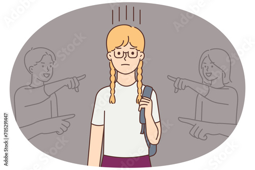 Children point bullying girl child