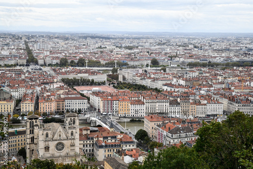 view of ancient and historic European city from the top of the hill