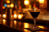Espresso Martini evening, an atmospheric scene featuring an Espresso Martini served on a stylish bar or lounge setting.