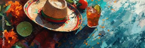 Mexico sombrero cinco de mayo background photo