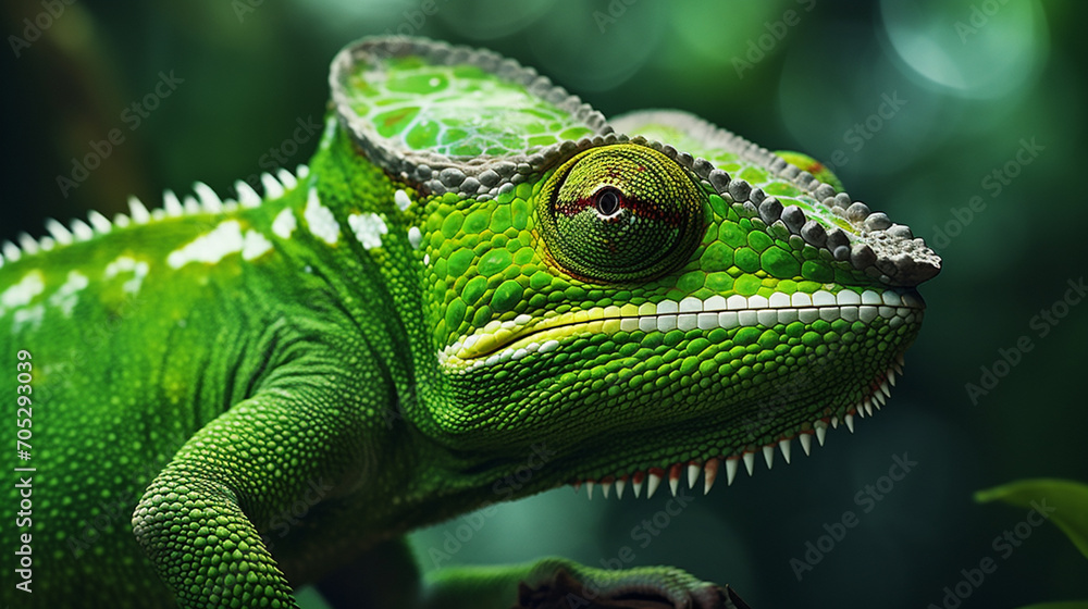 Obraz premium portrait of a cute funny chameleon - Chamaeleo.Generative AI
