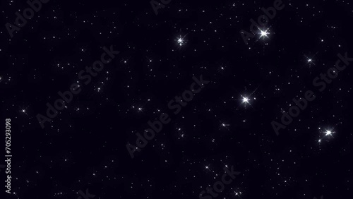 Cosmic starry sky with twinkling stars. Starry night, glowing shinning stars, twinkle stars at sky, dark background animation 4k footage photo