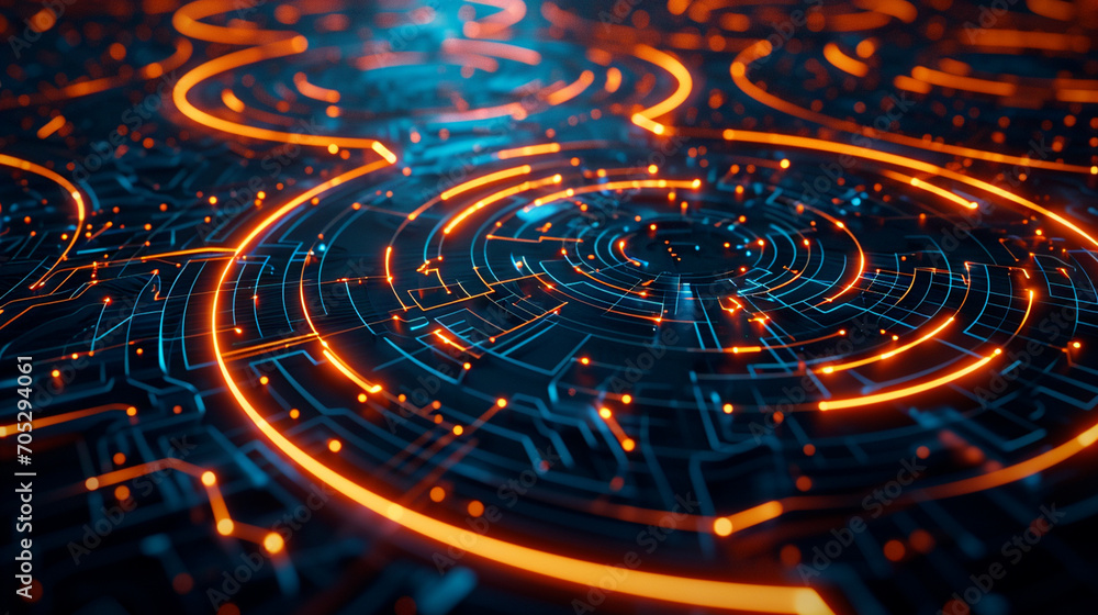 Neon Circles And Lines Merging Into An Intricate Maz View Technology Wallpaper Neon Circles And Lines Merging Into An Intricate Maz View Technology Wallpaper