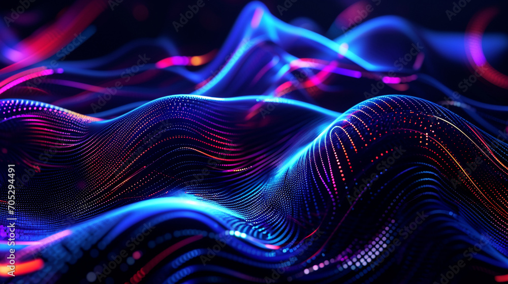 Dark Abstract Background With Neon Waves And Futuris Technology Wallpaper Dark Abstract Background With Neon Waves And Futuris Technology Wallpaper