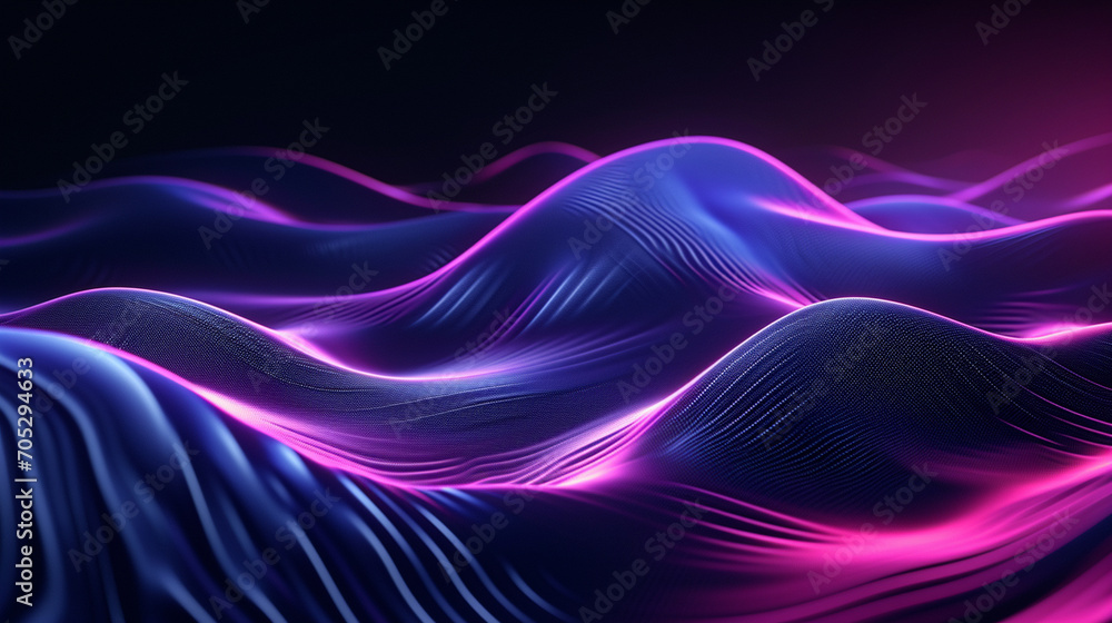 Dark Abstract Background With Neon Waves And Futuris View Technology Wallpaper Dark Abstract Background With Neon Waves And Futuris View Technology Wallpaper