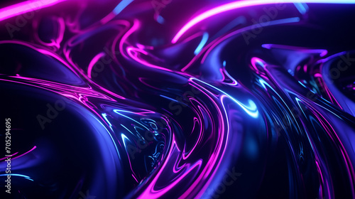 Dark Abstract Background With Neon Waves And Futuris Image Wallpaper
