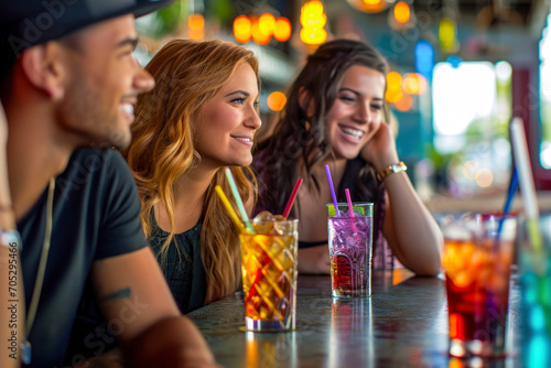 Socializing with Long Island Iced Teas, a lively scene capturing friends enjoying Long Island Iced Teas in a vibrant and social setting.