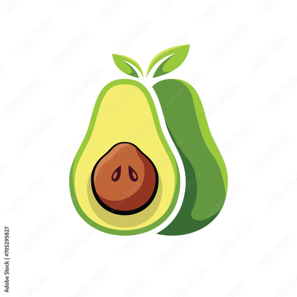 Avocado vector illustration isolated on white background Avocado vector illustration isolated on white background