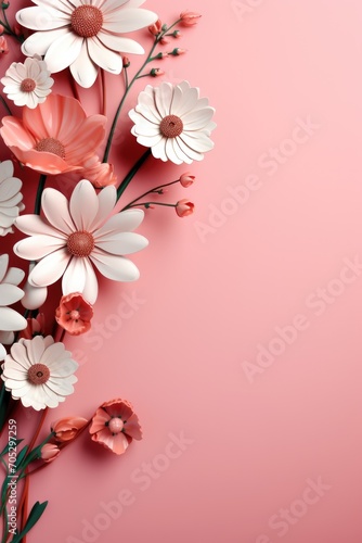 spring paper flowers on pastel background © Ivy