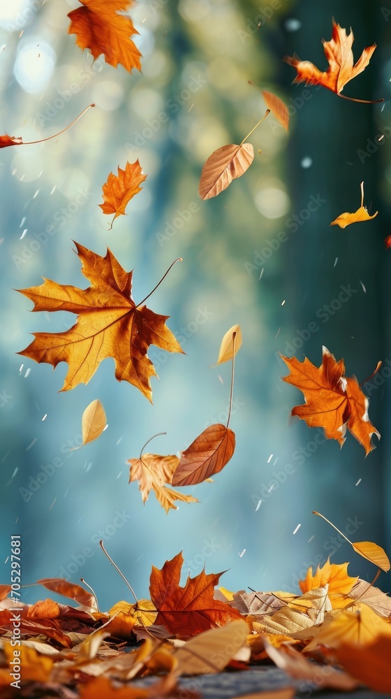 Autumn maple leaves swirling in the wind Autumn maple leaves swirling in the wind