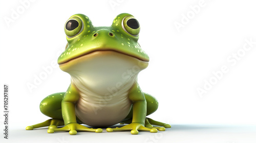 3d animated green frog isolate on white background