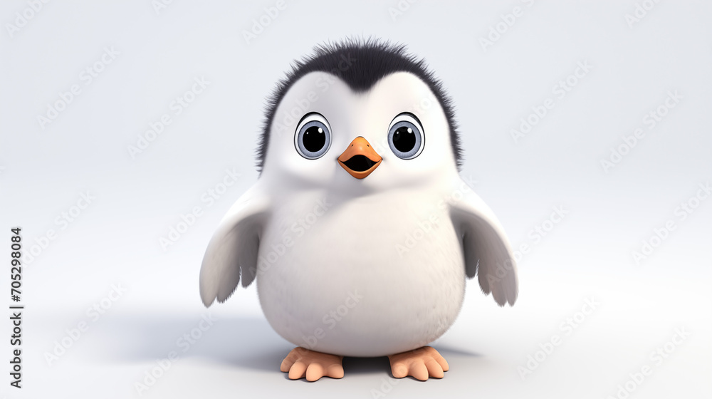 Baby penguin 3D cartoon isolated on white background Baby penguin 3D cartoon isolated on white background