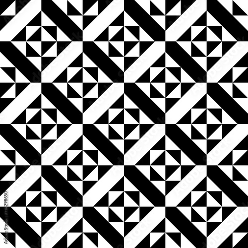 Triangles, figures seamless pattern. Folk wallpaper. Triangular shapes, forms ornate. Geometric background. Tribal motif. Ethnic ornament. Geometrical image. Textile print, abstract. Vector artwork.