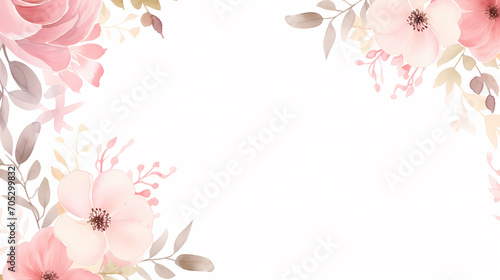 Floral frame with watercolor flowers, decorative flower background pattern, watercolor floral border background