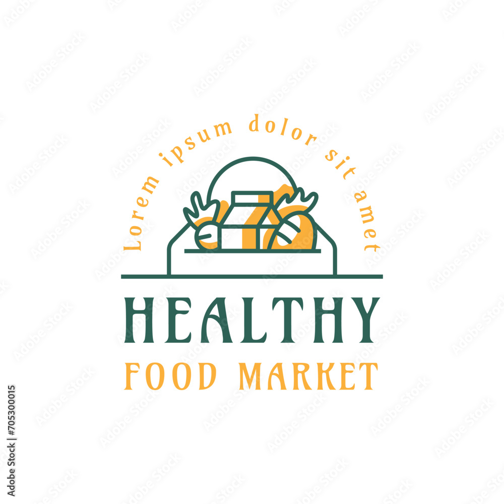 Vector healthy food organic vegan vector logo design template