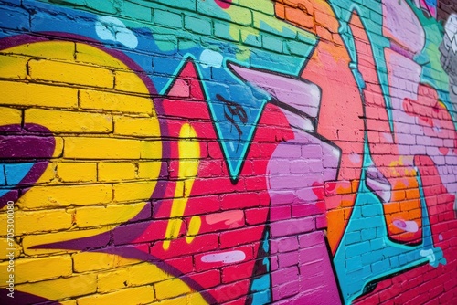 Graffiti-covered urban walls in bright colors, graffiti on a brick wall, colorful background