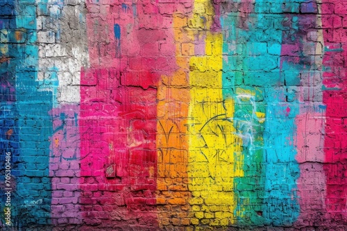 Graffiti-covered urban walls in bright colors, colorful background