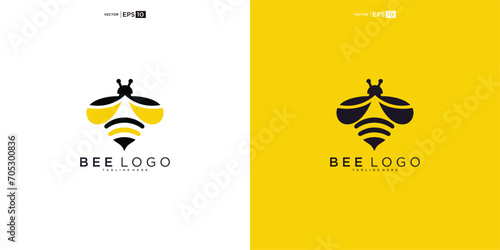 honey Bee animals logo design vector