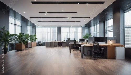Empty office interior with decoration and copy space stock photoBackgrounds Office Wall Building Feature Meeting Room Wood