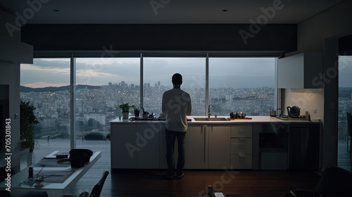 silhouette of a person at the apartment 