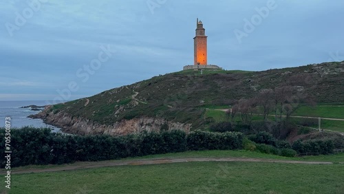 Twilight Sentinel: The Tower of Hercules in A Coruna photo