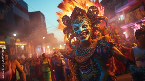 Carnival in Barranquilla, Colombia: A dazzling spectacle of vibrant costumes, rhythmic music, and lively dances, celebrating the city's rich cultural heritage and festive spirit. photo