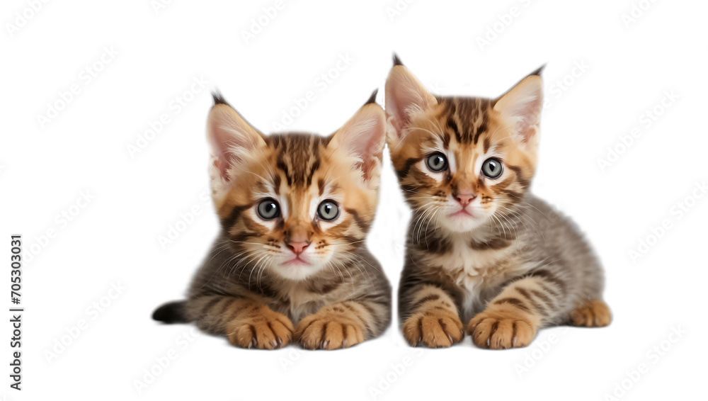 Fototapeta premium cute fluffy kitten isolated on white background looking