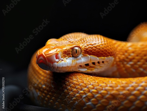 Beautiful snake with bright elements on a dark background