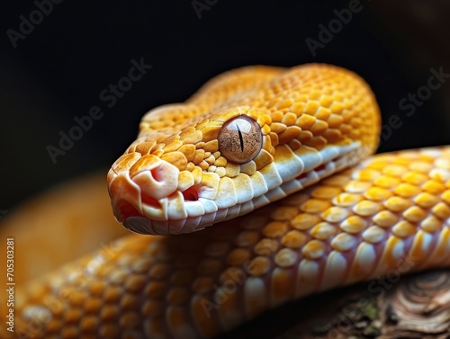 Beautiful snake with bright elements on a dark background