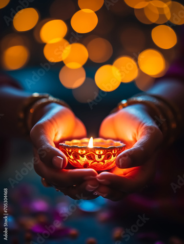 Wallpaper Mural illustation of Diwali festival of lights tradition Diya oil lamps against dark background Torontodigital.ca