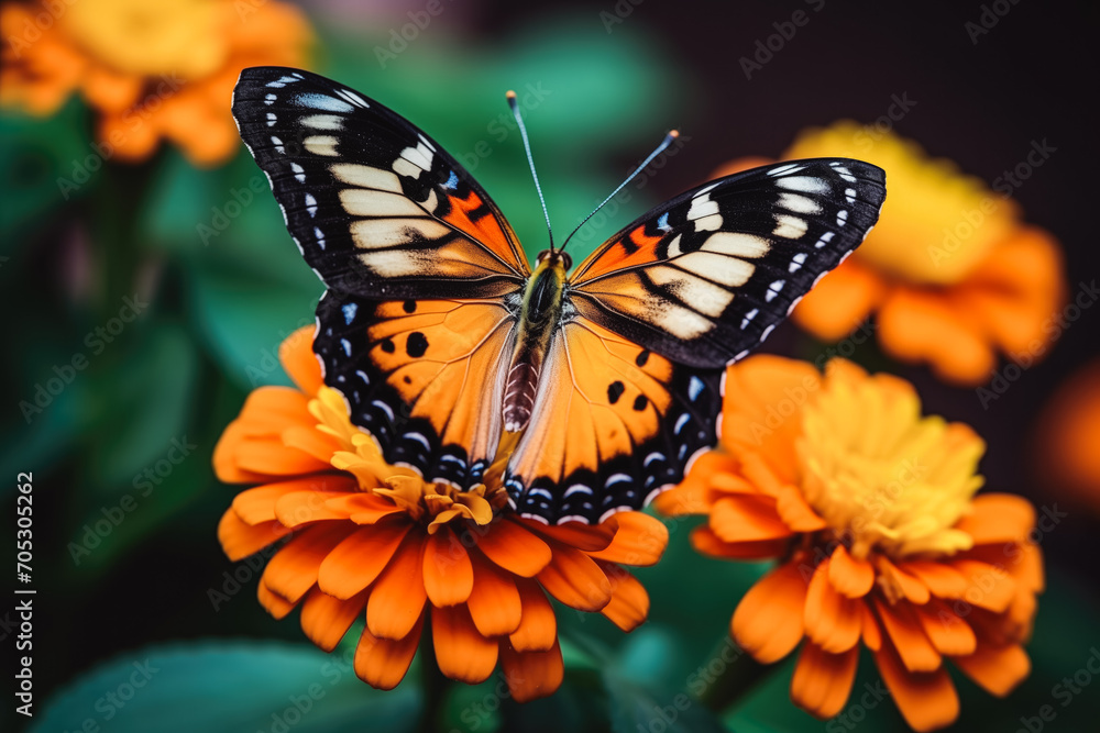 butterfly on flower, close up macro butterfly on flower, close up macro