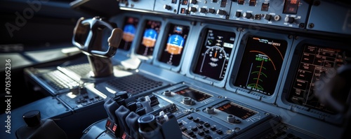 Airline flight pilots deck ...