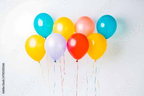 Colorful balloons on white background. Design for banner