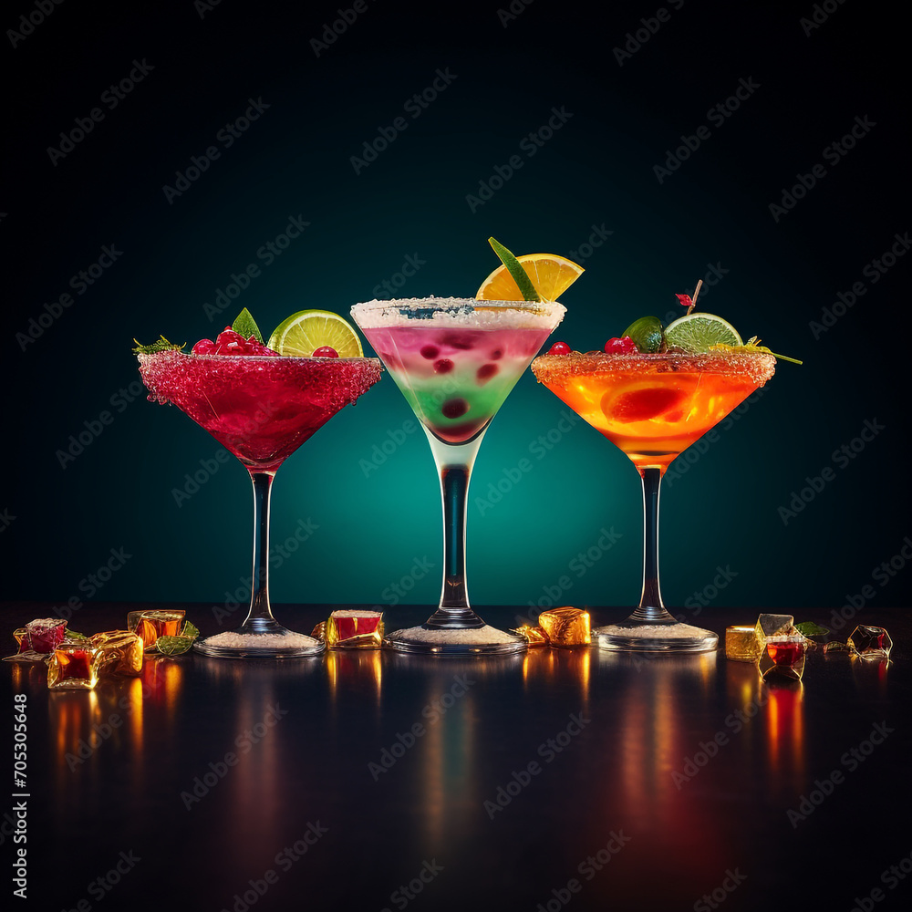 Custom Created Cocktails with fun garnishes and dynamic lighting Custom Created Cocktails with fun garnishes and dynamic lighting