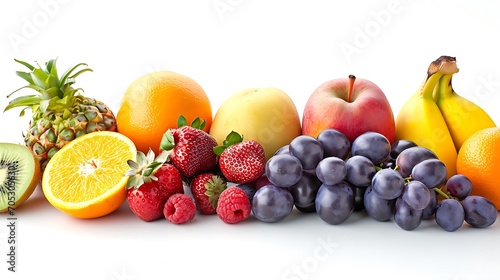 Various colorful fruits  white background