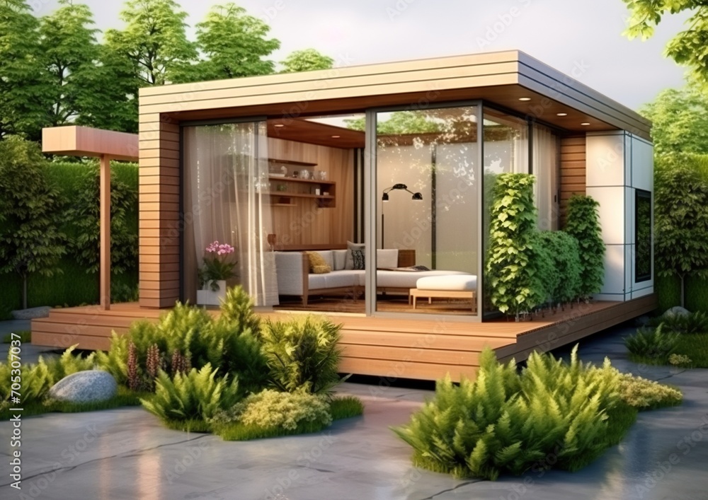 Modern Prefab ADU with Large Glass Windows and Wood Exterior Modern Prefab ADU with Large Glass Windows and Wood Exterior