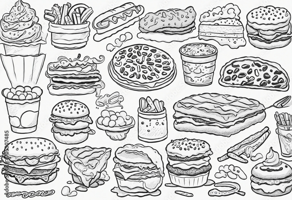 Rough Sketch Junk Food Pattern Collection