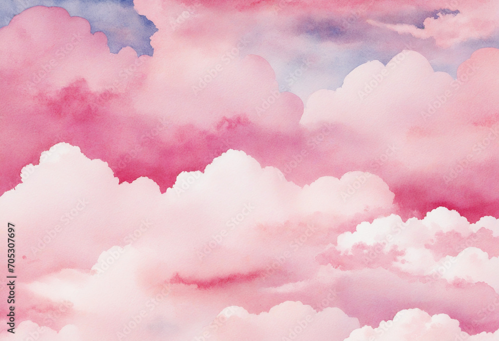 Pink watercolor backdrop with clouds. Pink watercolor backdrop with clouds.