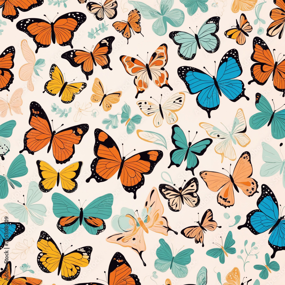 Butterfly-themed seamless design Butterfly-themed seamless design