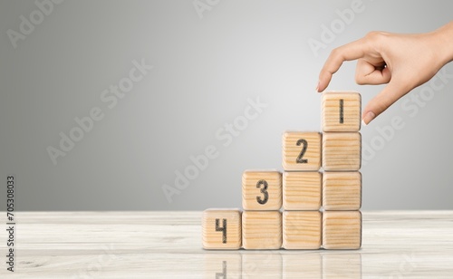 Task priority concept. Set of Wooden cubes photo