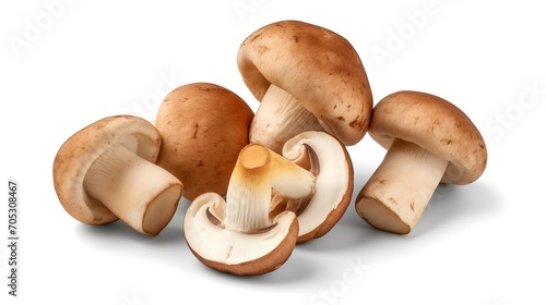 Fresh mushrooms isolated on white background. With clipping path. Transparent background and natural transparent shadow Ingredient, spice for cooking