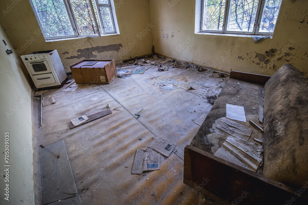 Chernobyl Zone, Ukraine - September 30, 2014: Room in abandoned ...