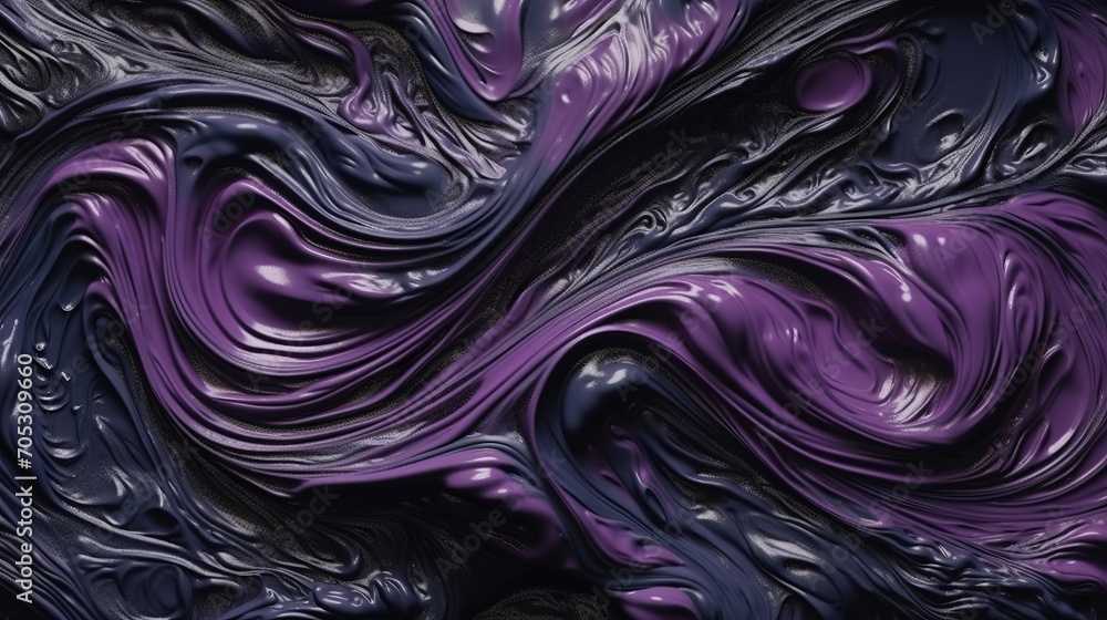 Obraz premium Abstract black and purple acrylic painted fluted 3d painting texture luxury background banner on canvas - Purple and black waves swirls. Decor concept. Wallpaper concept. Art concept. 3d concept.